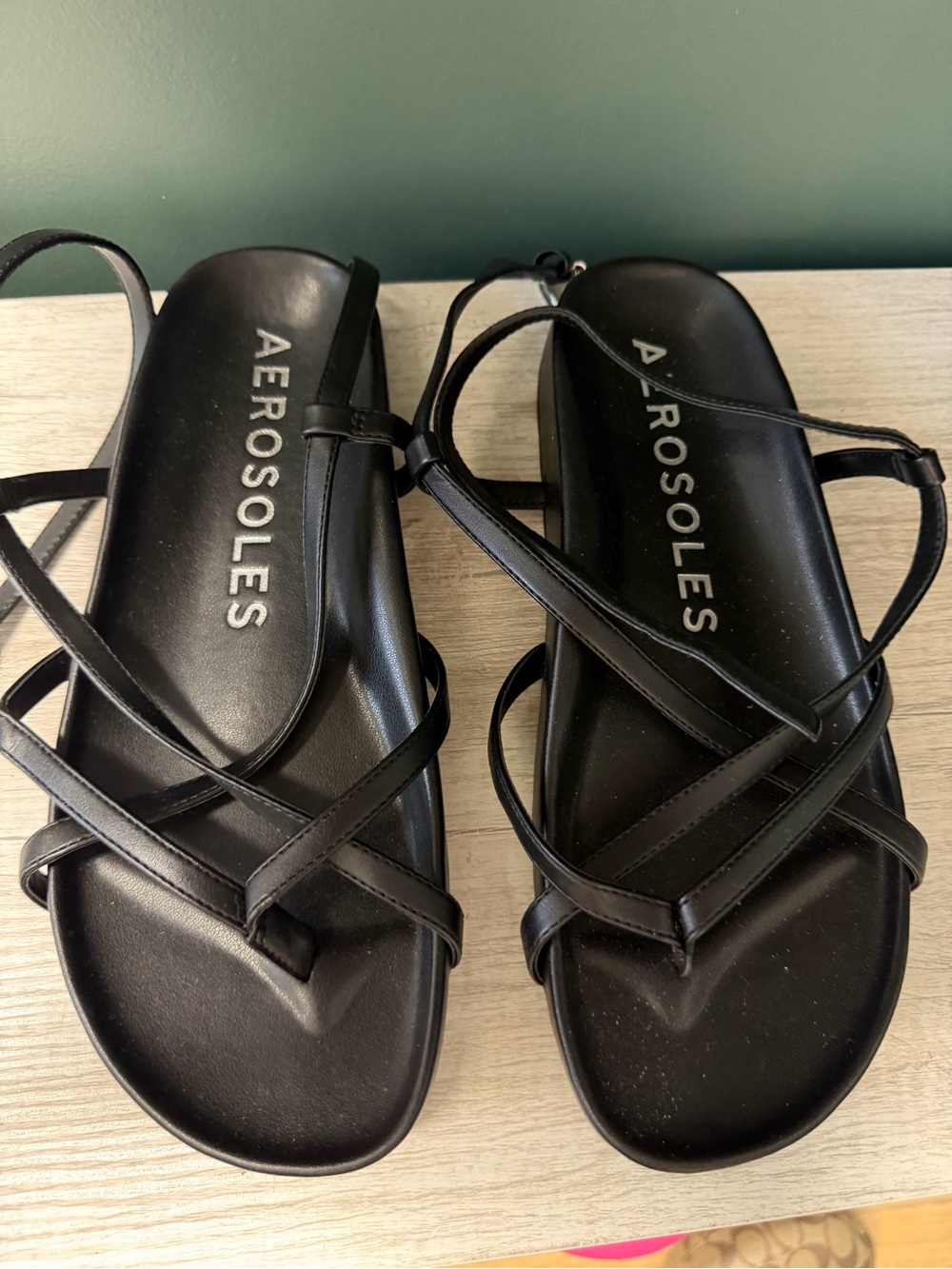 AEROSOLES Black Strappy Slingback Sandals